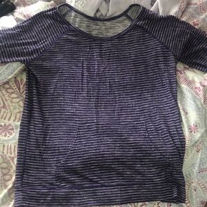 Long Sleeve purple and white stripped shirt
